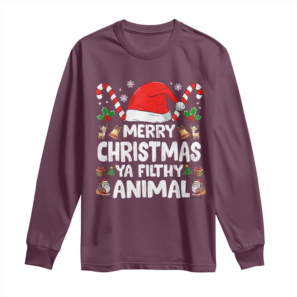 Merry Christmas Ya Filthy Animal Long Sleeve Shirt Funny Home Xmas Alone Movie Pajama - Wonder Print Shop