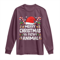 Merry Christmas Ya Filthy Animal Long Sleeve Shirt Funny Home Xmas Alone Movie Pajama - Wonder Print Shop