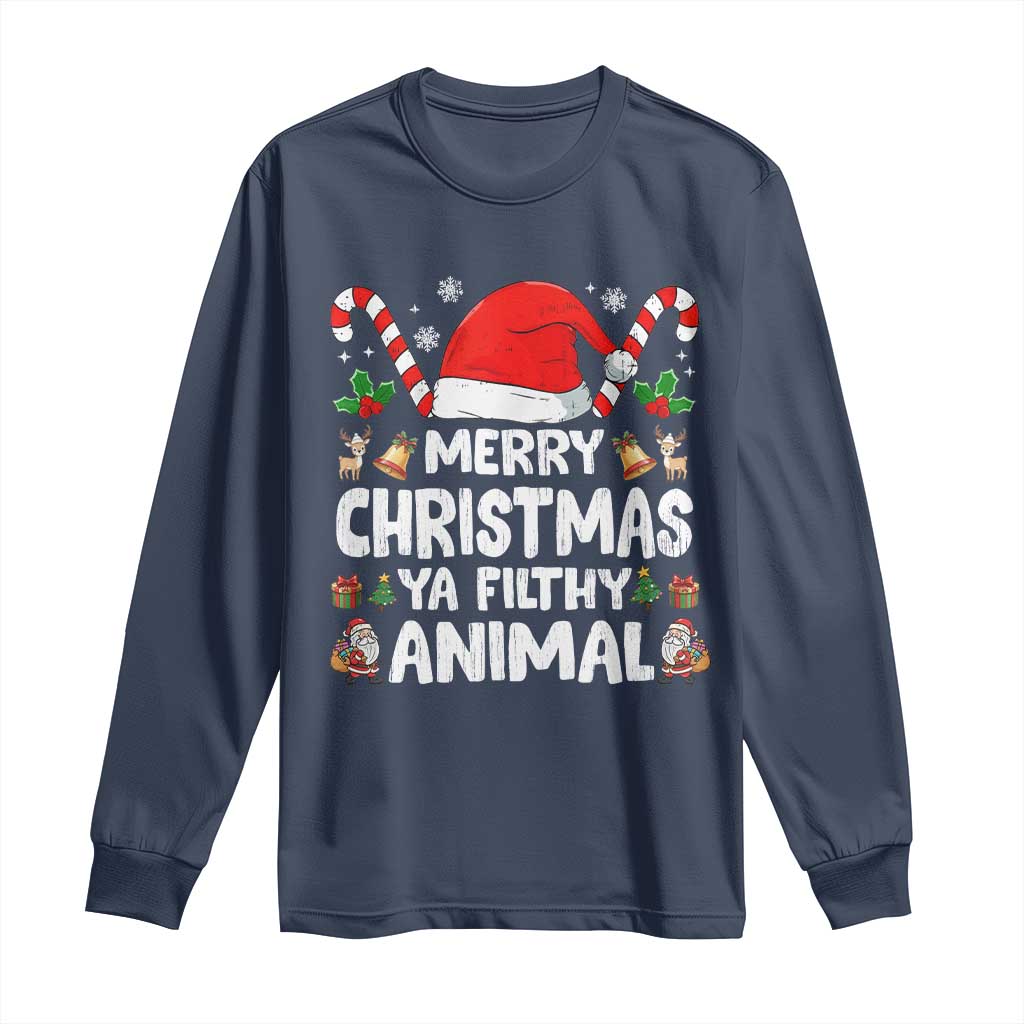 Merry Christmas Ya Filthy Animal Long Sleeve Shirt Funny Home Xmas Alone Movie Pajama - Wonder Print Shop