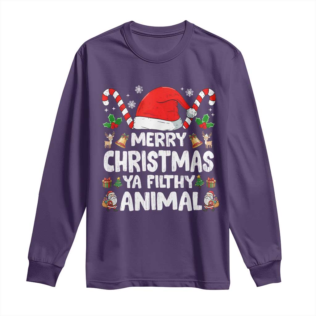 Merry Christmas Ya Filthy Animal Long Sleeve Shirt Funny Home Xmas Alone Movie Pajama - Wonder Print Shop