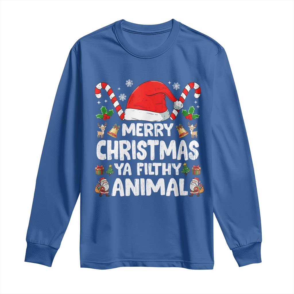 Merry Christmas Ya Filthy Animal Long Sleeve Shirt Funny Home Xmas Alone Movie Pajama - Wonder Print Shop
