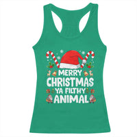 Merry Christmas Ya Filthy Animal Racerback Tank Top Funny Home Xmas Alone Movie Pajama - Wonder Print Shop
