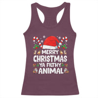 Merry Christmas Ya Filthy Animal Racerback Tank Top Funny Home Xmas Alone Movie Pajama - Wonder Print Shop