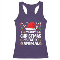 Merry Christmas Ya Filthy Animal Racerback Tank Top Funny Home Xmas Alone Movie Pajama - Wonder Print Shop
