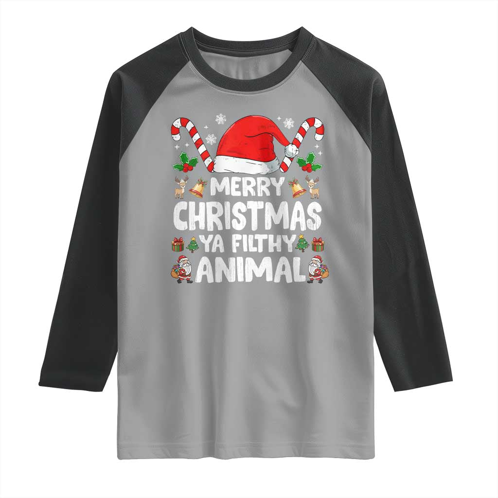 Merry Christmas Ya Filthy Animal Raglan Shirt Funny Home Xmas Alone Movie Pajama - Wonder Print Shop