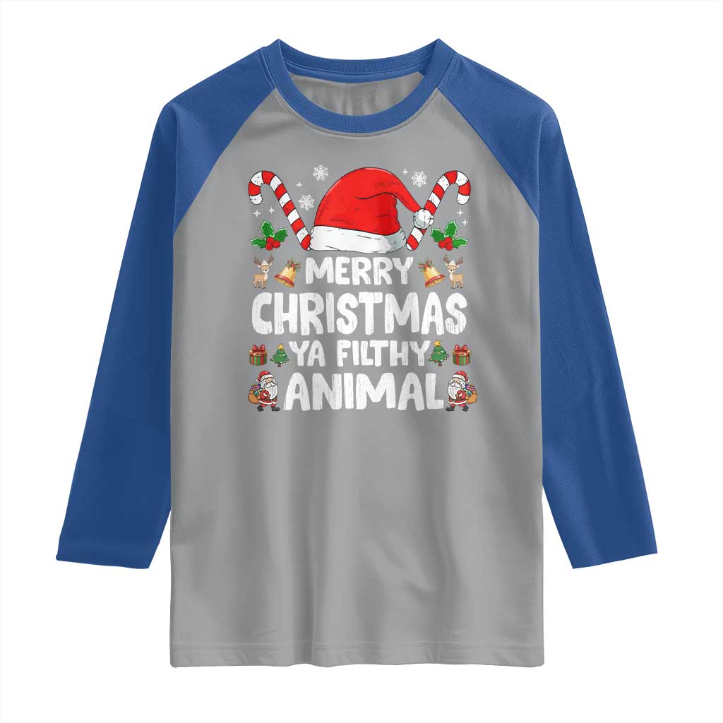 Merry Christmas Ya Filthy Animal Raglan Shirt Funny Home Xmas Alone Movie Pajama - Wonder Print Shop
