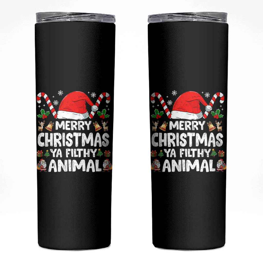 Merry Christmas Ya Filthy Animal Skinny Tumbler Funny Home Xmas Alone Movie Pajama - Wonder Print Shop