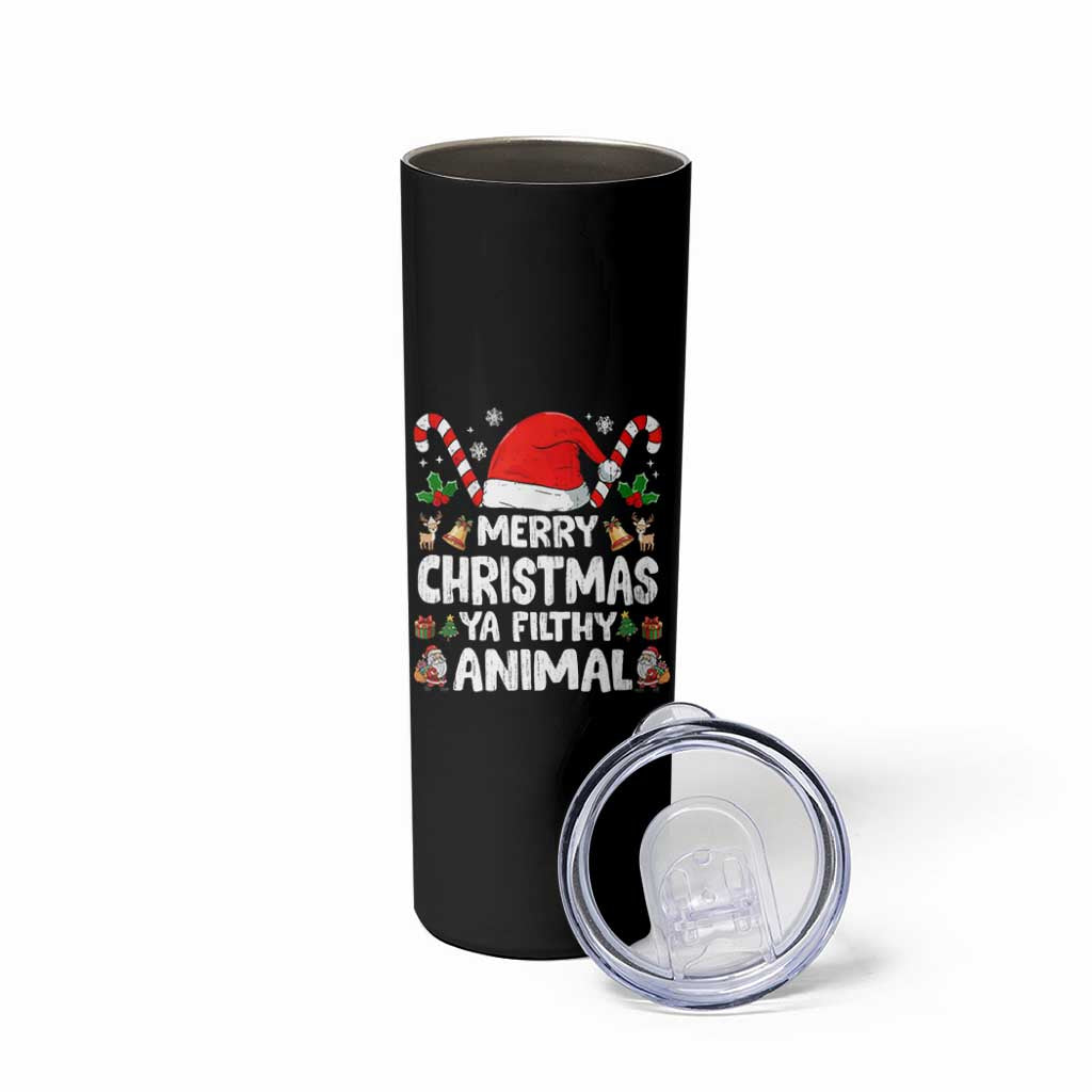 Merry Christmas Ya Filthy Animal Skinny Tumbler Funny Home Xmas Alone Movie Pajama - Wonder Print Shop