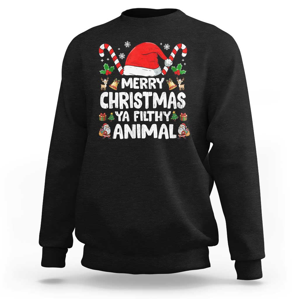 Merry Christmas Ya Filthy Animal Sweatshirt Funny Home Xmas Alone Movie Pajama - Wonder Print Shop