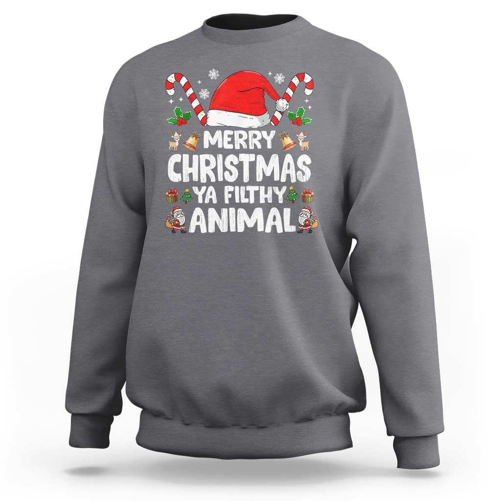Merry Christmas Ya Filthy Animal Sweatshirt Funny Home Xmas Alone Movie Pajama - Wonder Print Shop
