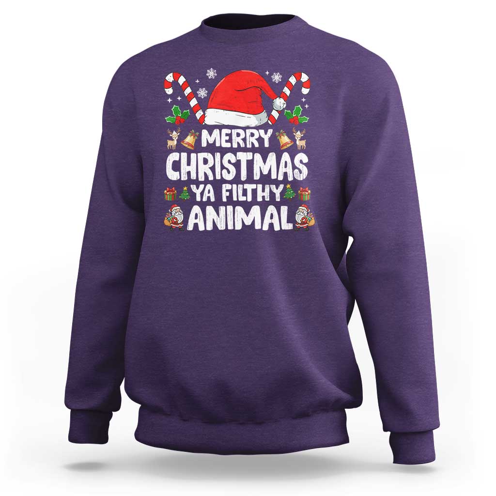 Merry Christmas Ya Filthy Animal Sweatshirt Funny Home Xmas Alone Movie Pajama - Wonder Print Shop