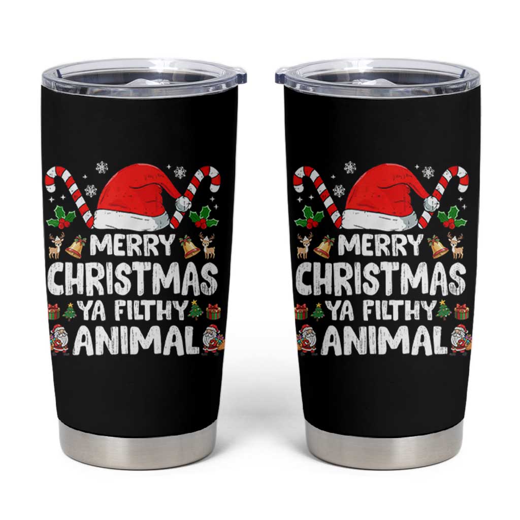 Merry Christmas Ya Filthy Animal Tumbler Cup Funny Home Xmas Alone Movie Pajama - Wonder Print Shop