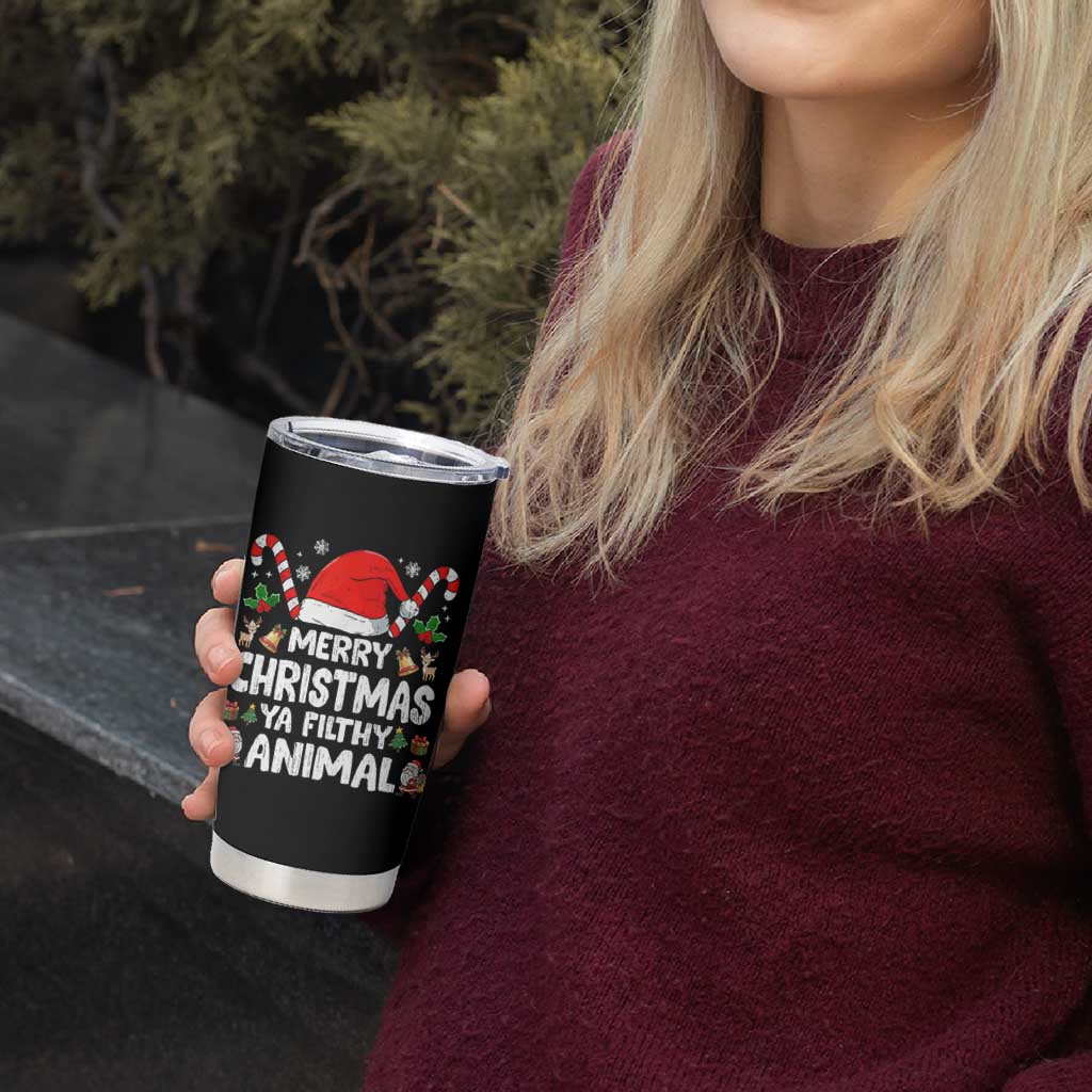 Merry Christmas Ya Filthy Animal Tumbler Cup Funny Home Xmas Alone Movie Pajama - Wonder Print Shop