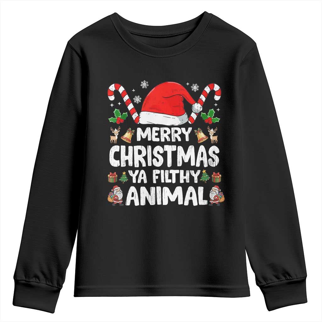 Merry Christmas Ya Filthy Animal Youth Sweatshirt Funny Home Xmas Alone Movie Pajama - Wonder Print Shop