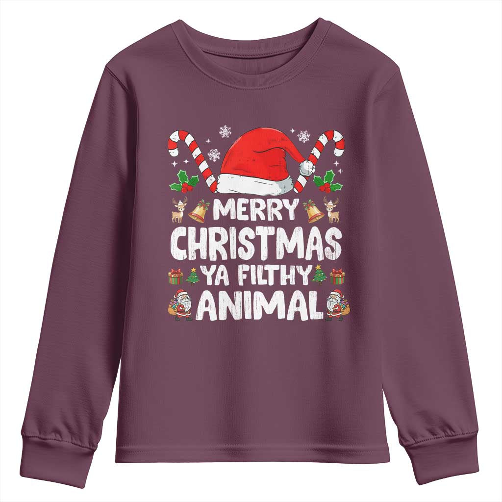 Merry Christmas Ya Filthy Animal Youth Sweatshirt Funny Home Xmas Alone Movie Pajama - Wonder Print Shop