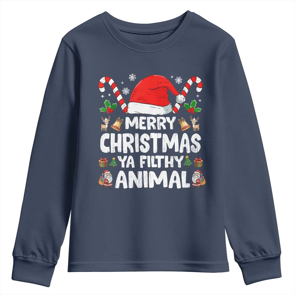 Merry Christmas Ya Filthy Animal Youth Sweatshirt Funny Home Xmas Alone Movie Pajama - Wonder Print Shop
