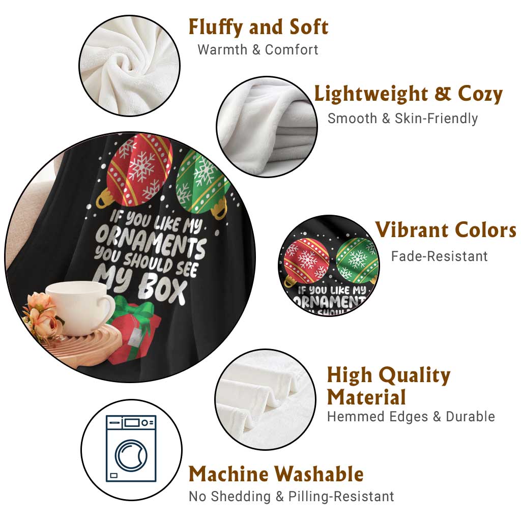 Funny Dirty Christmas Throw Blanket If You Like My Ornaments Rude Adult Humor Xmas PJs - Wonder Print Shop