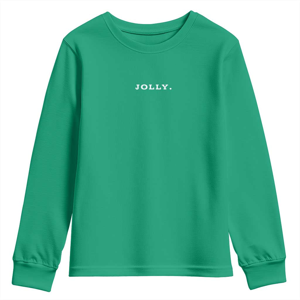 Jolly Christmas Subtle Minimal Youth Sweatshirt Funny Holiday Party Simple - Wonder Print Shop