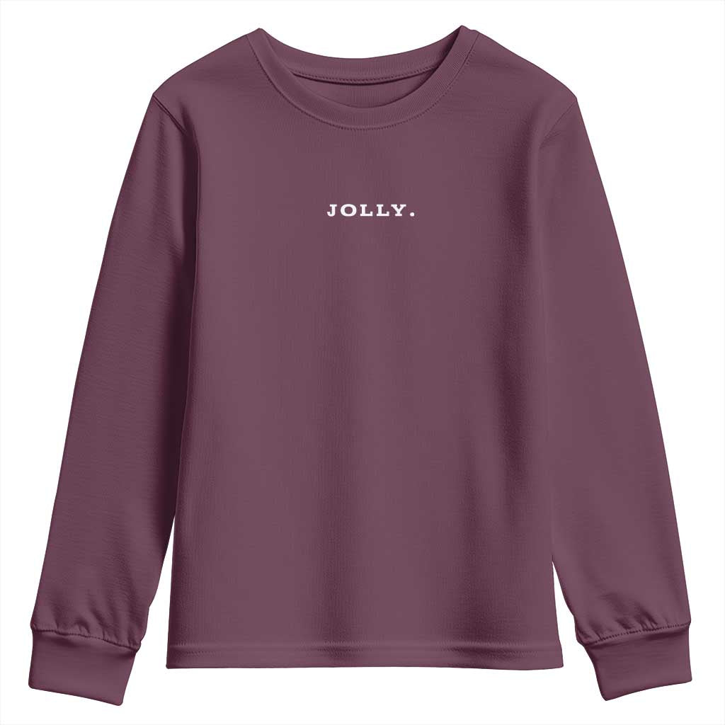 Jolly Christmas Subtle Minimal Youth Sweatshirt Funny Holiday Party Simple - Wonder Print Shop