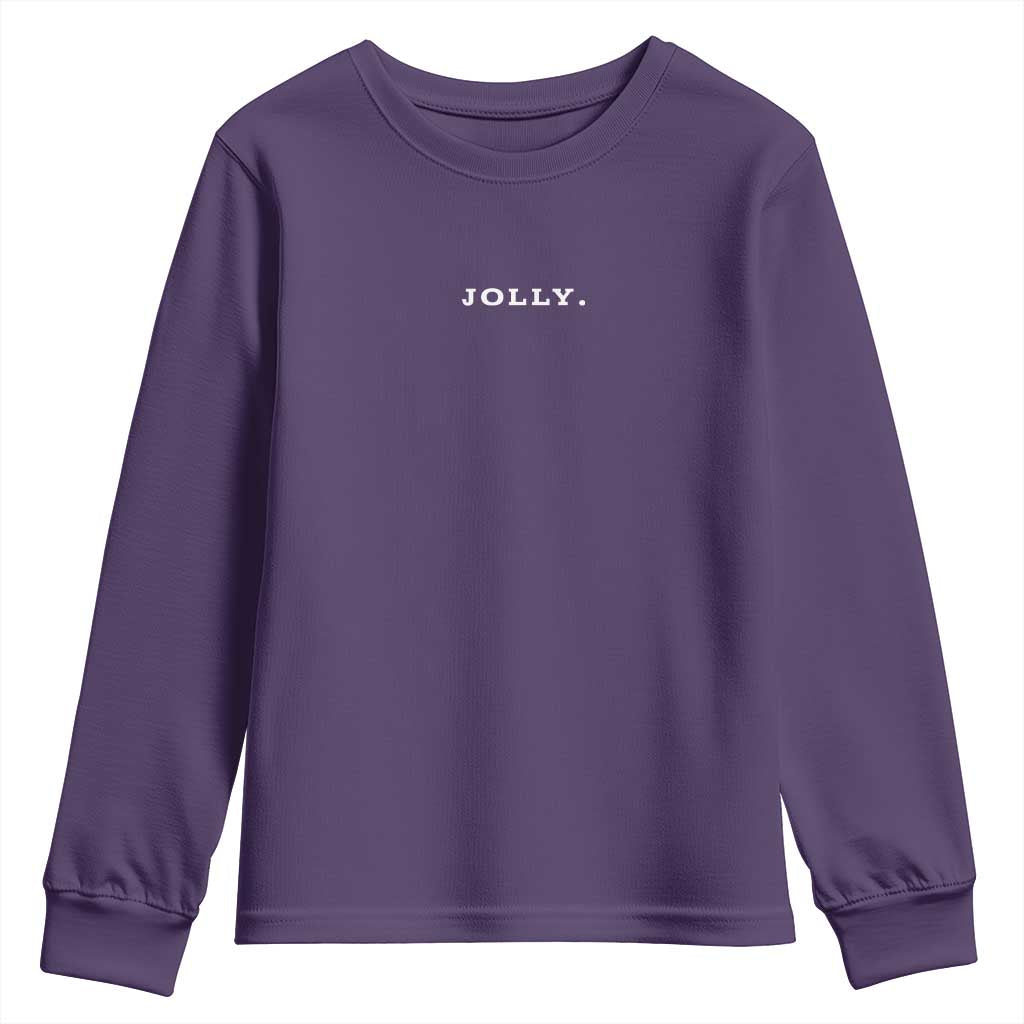 Jolly Christmas Subtle Minimal Youth Sweatshirt Funny Holiday Party Simple - Wonder Print Shop