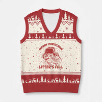 Litters Full V-Neck Knit Sweater Vest Funny Cat Xmas Vacation - Wonder Print Shop