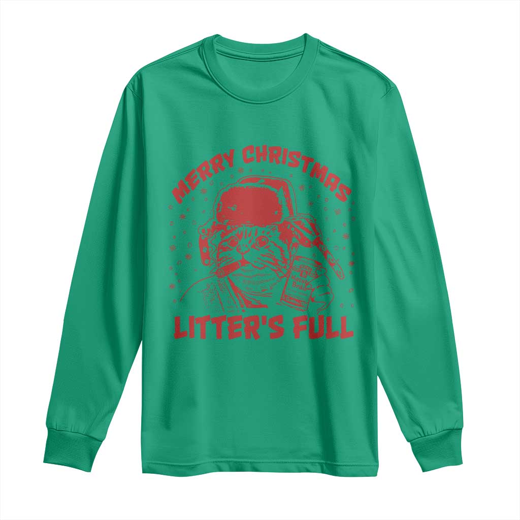 Litters Full Long Sleeve Shirt Funny Cat Christmas Vacation - Wonder Print Shop