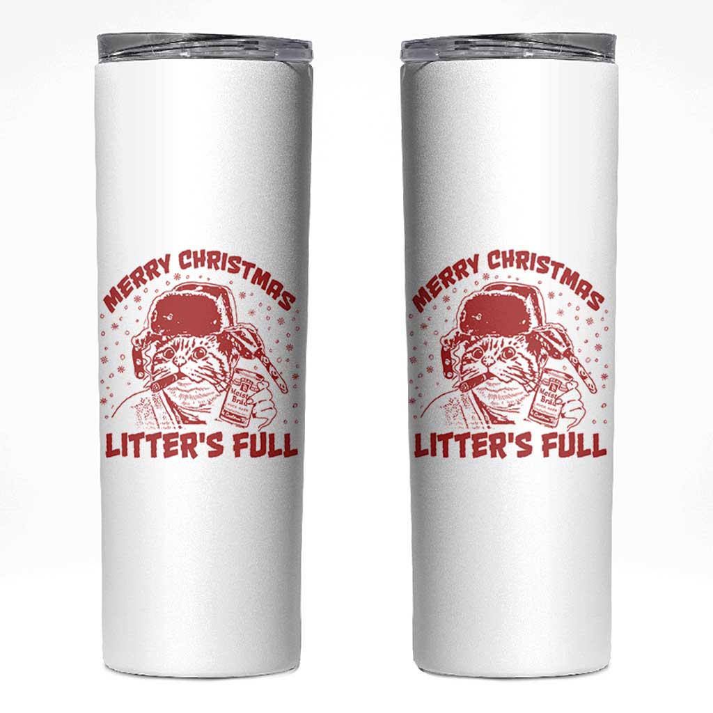 Litters Full Skinny Tumbler Funny Cat Christmas Vacation - Wonder Print Shop