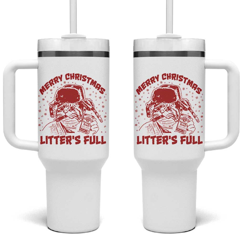 Litters Full Tumbler With Handle Funny Cat Christmas Vacation - Wonder Print Shop