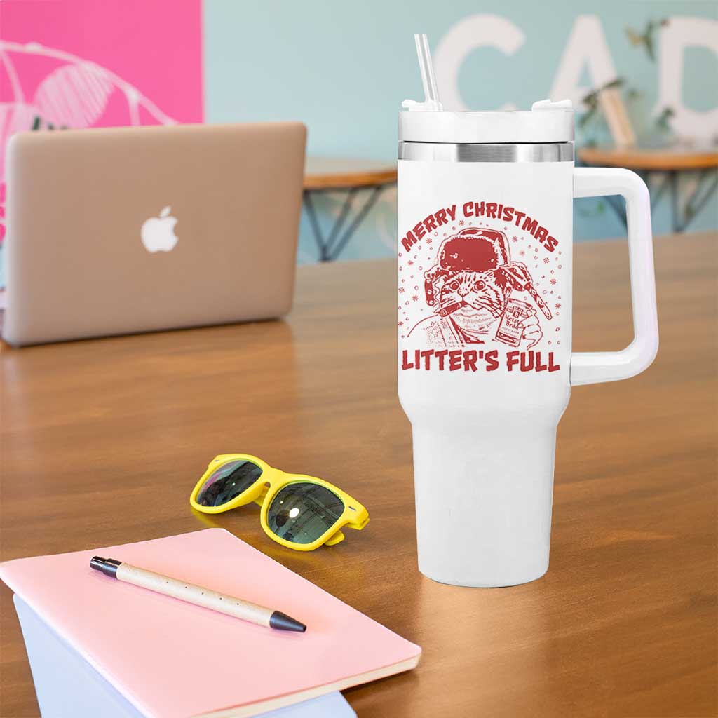 Litters Full Tumbler With Handle Funny Cat Christmas Vacation - Wonder Print Shop