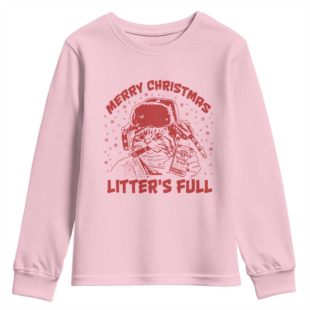Litters Full Youth Sweatshirt Funny Cat Christmas Vacation - Wonder Print Shop