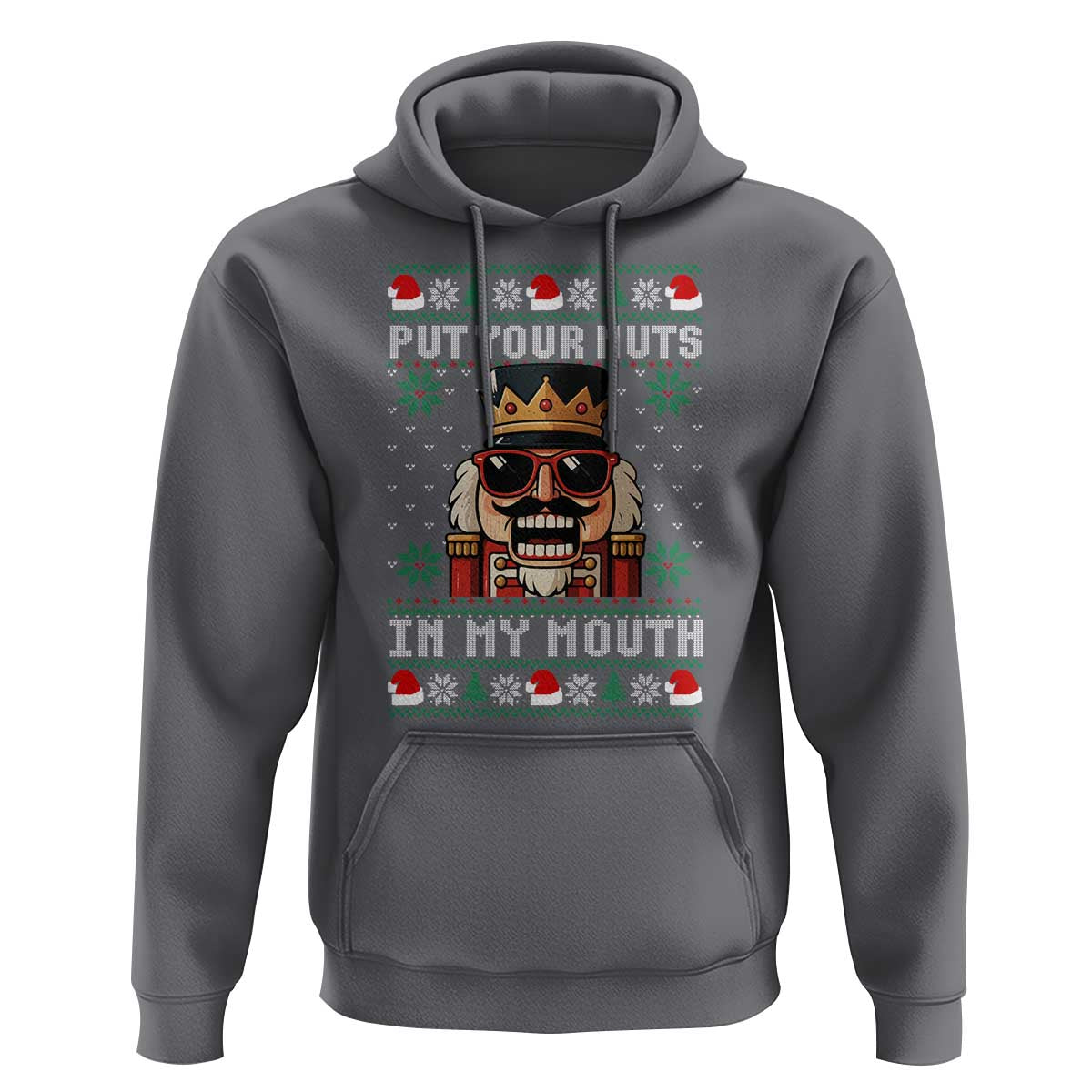 Inappropriate Christmas Hoodie Funny Put Your Nuts in My Mouth Dirty Holiday - Wonder Print Shop