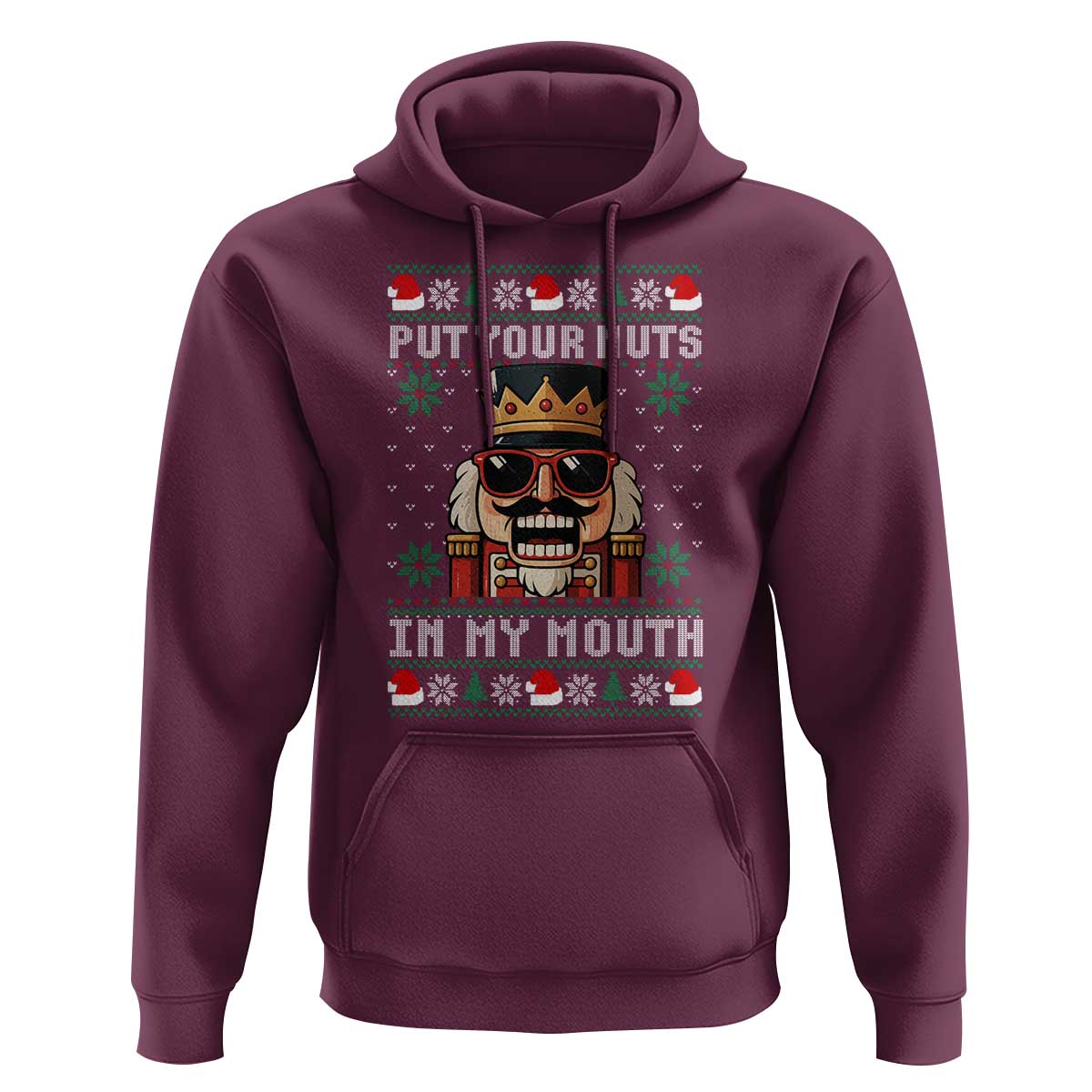 Inappropriate Christmas Hoodie Funny Put Your Nuts in My Mouth Dirty Holiday - Wonder Print Shop