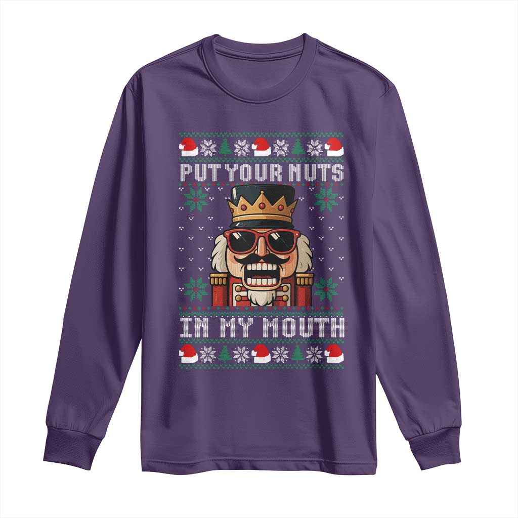 Inappropriate Christmas Long Sleeve Shirt Funny Put Your Nuts in My Mouth Dirty Holiday - Wonder Print Shop