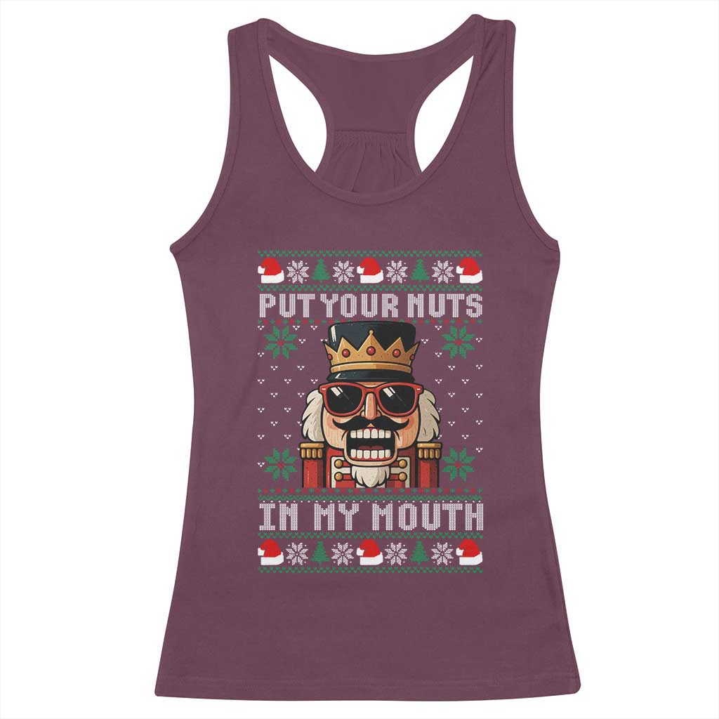 Inappropriate Christmas Racerback Tank Top Funny Put Your Nuts in My Mouth Dirty Holiday - Wonder Print Shop