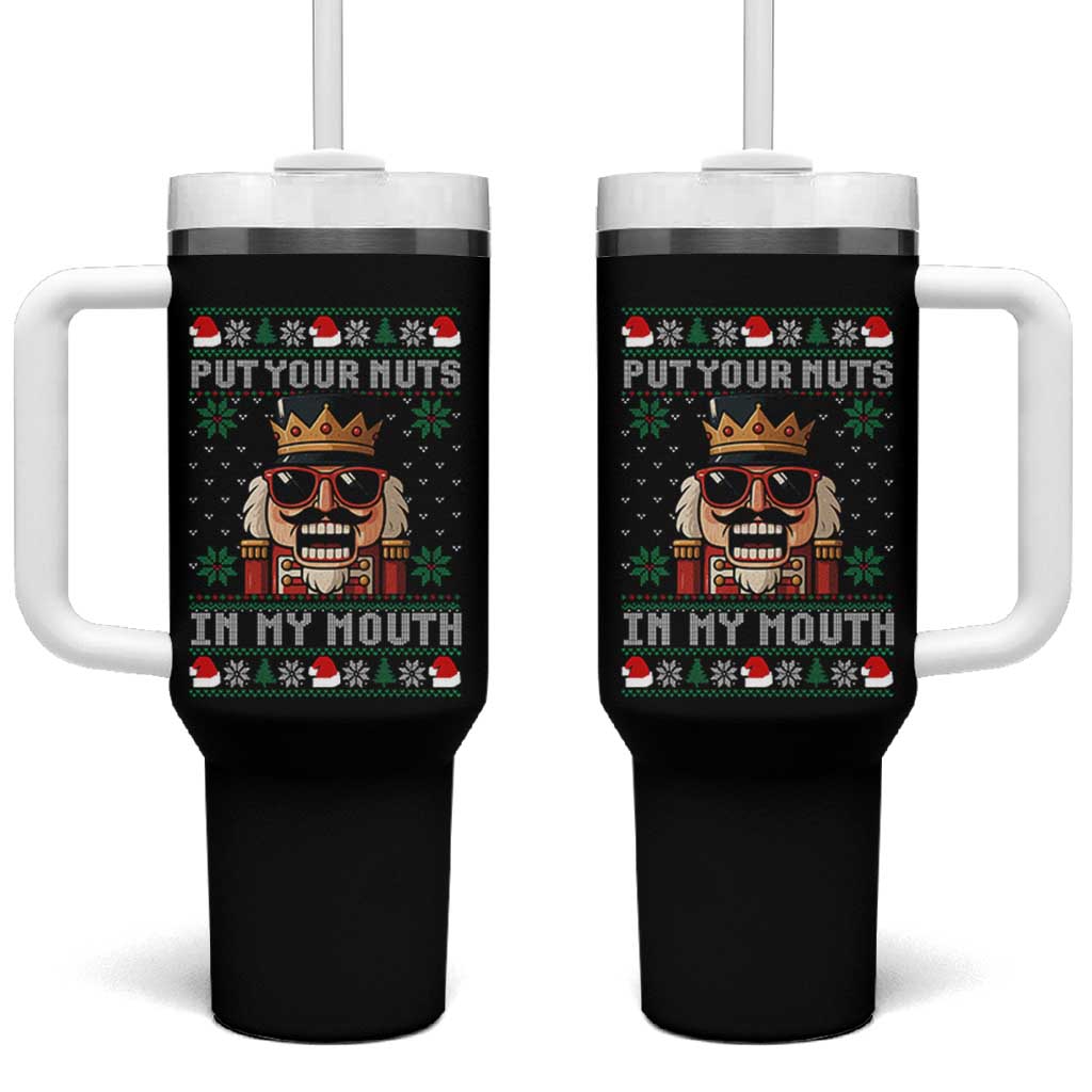 Inappropriate Christmas Tumbler With Handle Funny Put Your Nuts in My Mouth Dirty Holiday - Wonder Print Shop