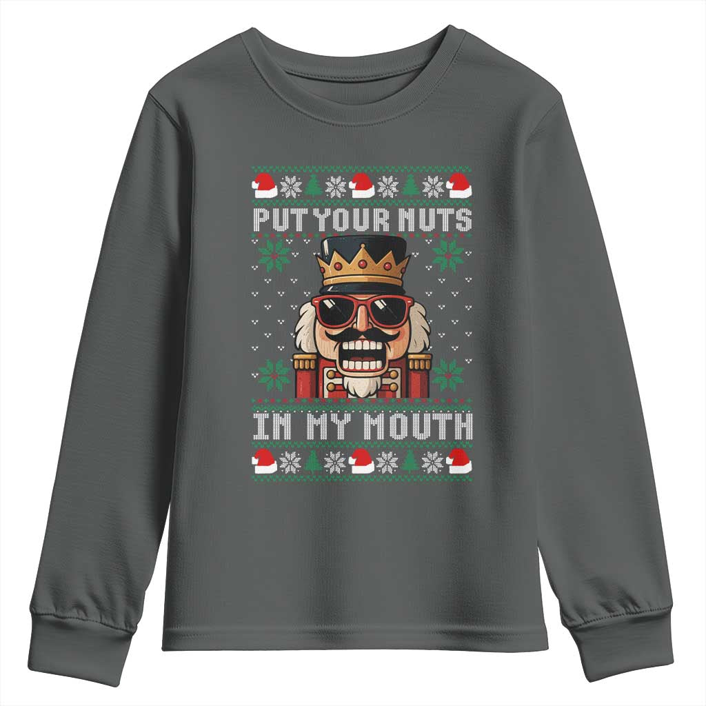 Inappropriate Christmas Youth Sweatshirt Funny Put Your Nuts in My Mouth Dirty Holiday - Wonder Print Shop