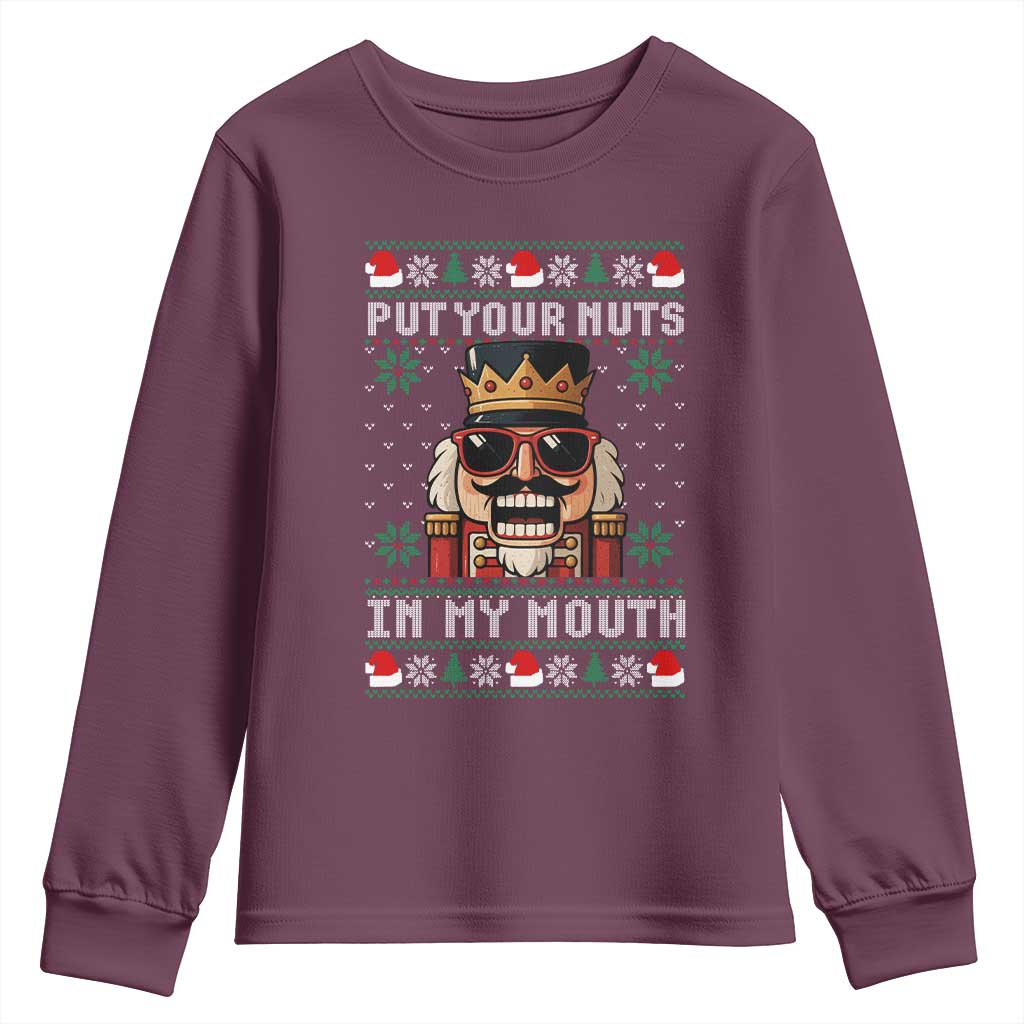 Inappropriate Christmas Youth Sweatshirt Funny Put Your Nuts in My Mouth Dirty Holiday - Wonder Print Shop