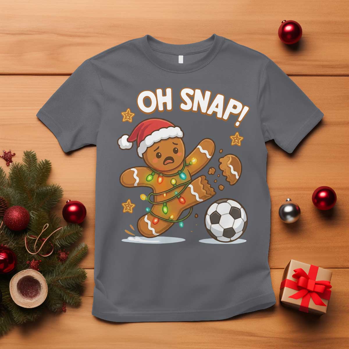 Oh Snap Gingerbreadman Christmas Soccer T Shirt - Wonder Print Shop