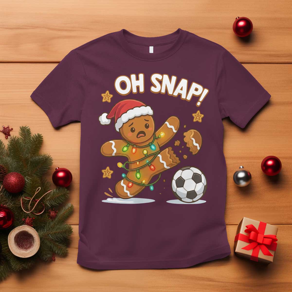 Oh Snap Gingerbreadman Christmas Soccer T Shirt - Wonder Print Shop