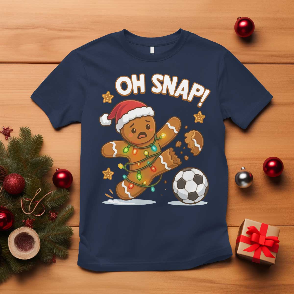 Oh Snap Gingerbreadman Christmas Soccer T Shirt - Wonder Print Shop