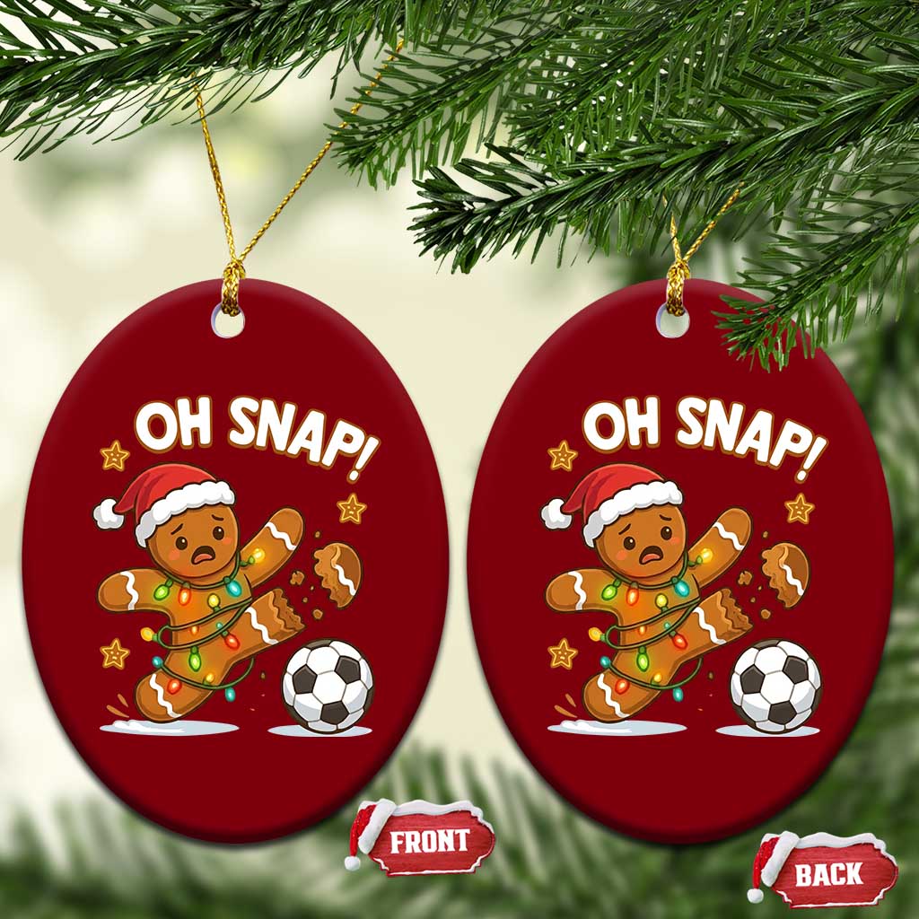 Oh Snap Gingerbreadman Christmas Soccer Ceramic Ornament - Wonder Print Shop