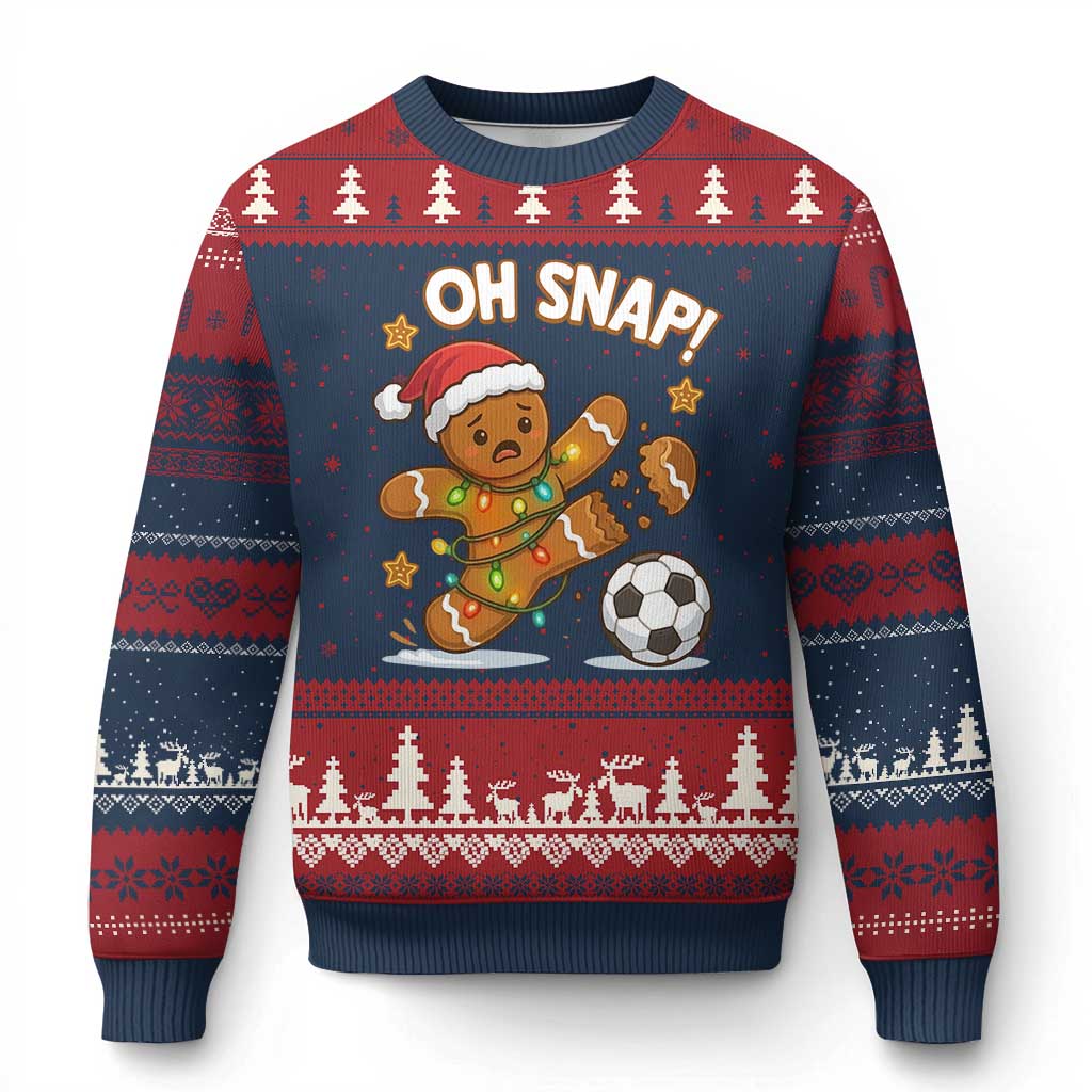 Oh Snap Gingerbreadman Xmas Soccer Ugly Christmas Sweater - Wonder Print Shop