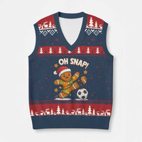 Oh Snap Gingerbreadman Xmas Soccer V-Neck Knit Sweater Vest - Wonder Print Shop