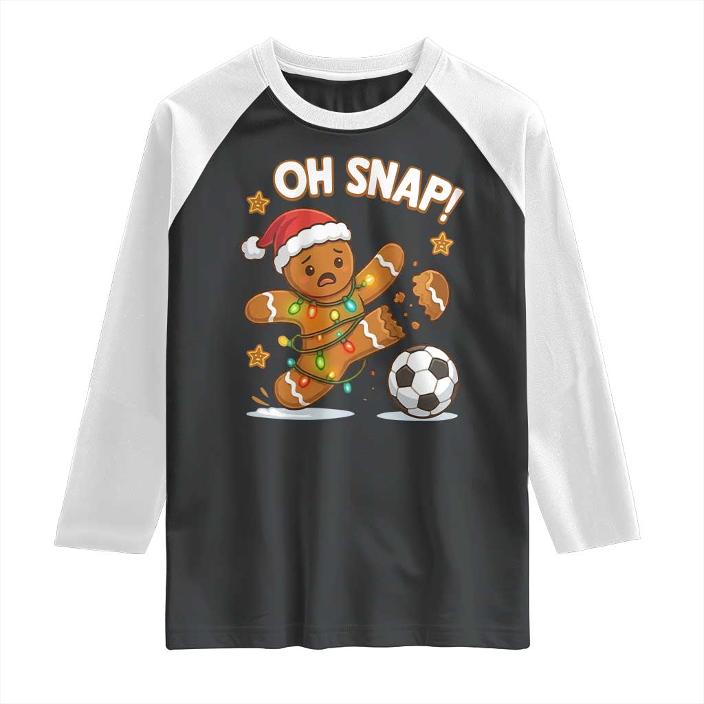 Oh Snap Gingerbreadman Christmas Soccer Raglan Shirt - Wonder Print Shop