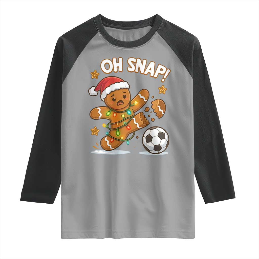 Oh Snap Gingerbreadman Christmas Soccer Raglan Shirt - Wonder Print Shop