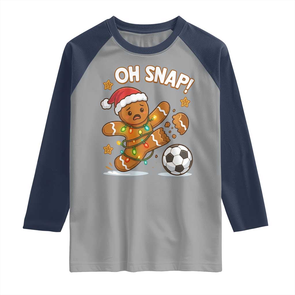 Oh Snap Gingerbreadman Christmas Soccer Raglan Shirt - Wonder Print Shop