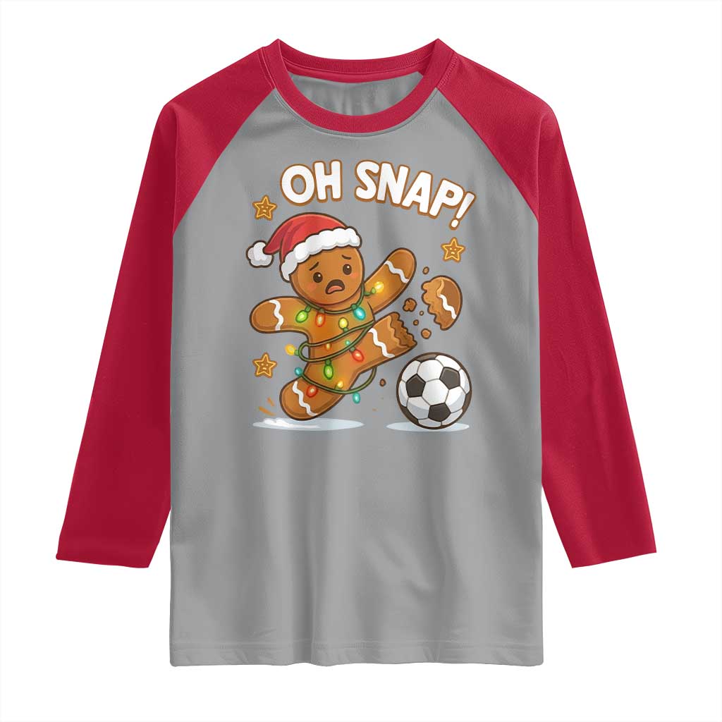 Oh Snap Gingerbreadman Christmas Soccer Raglan Shirt - Wonder Print Shop