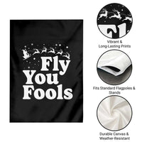 Funny Christmas Garden Flag Fly You Fools Fantasy Movie Santa Sleigh Reindeer - Wonder Print Shop