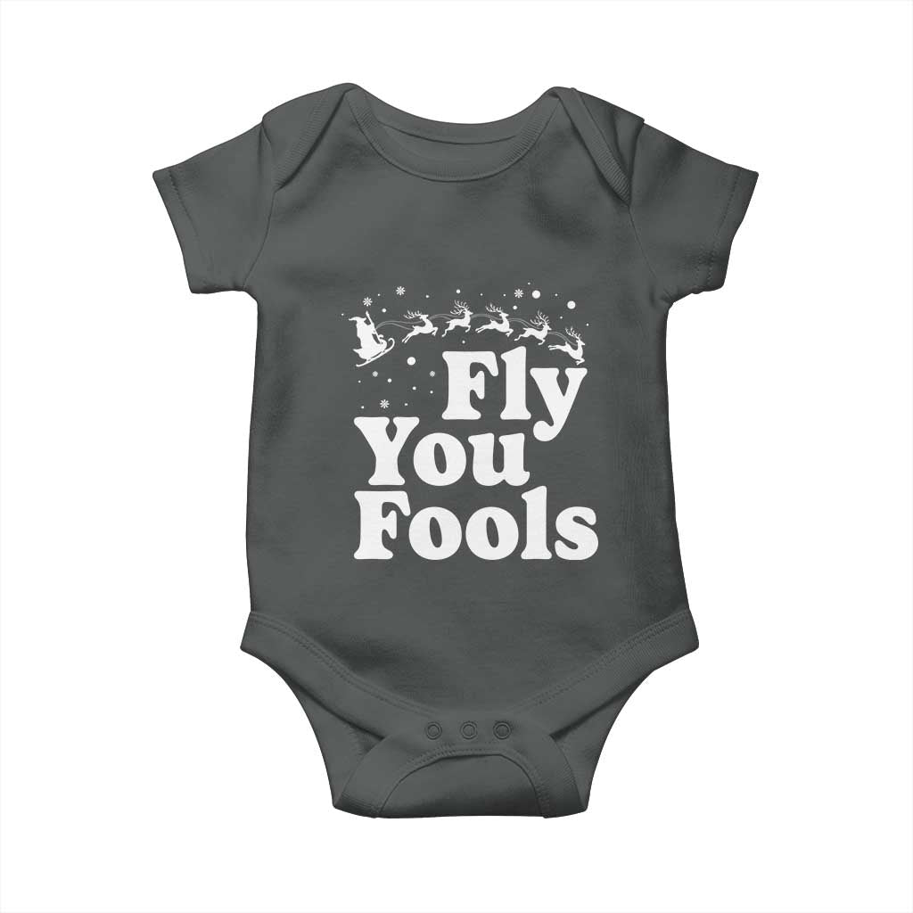 Funny Christmas Baby Onesie Fly You Fools Fantasy Movie Santa Sleigh Reindeer - Wonder Print Shop