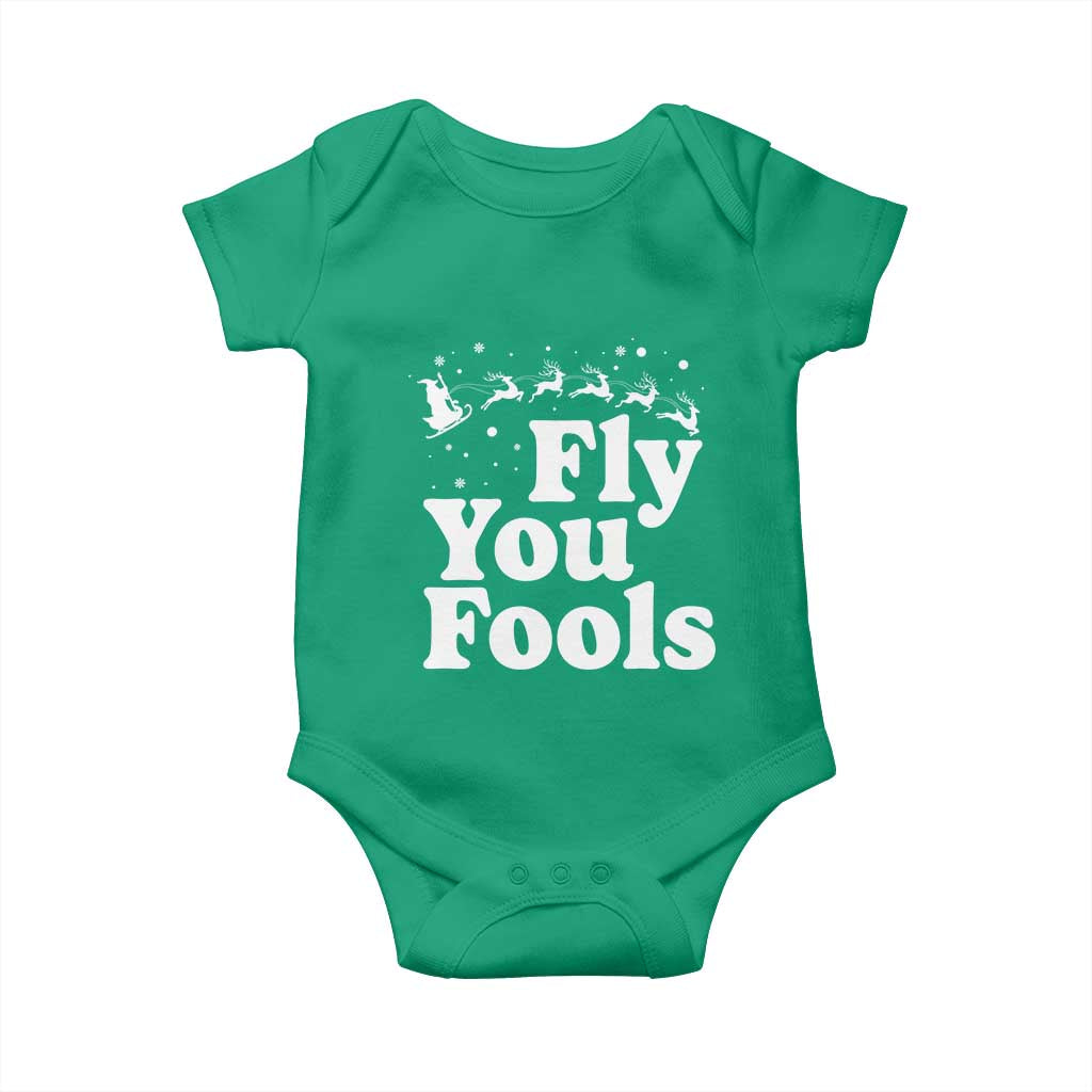 Funny Christmas Baby Onesie Fly You Fools Fantasy Movie Santa Sleigh Reindeer - Wonder Print Shop
